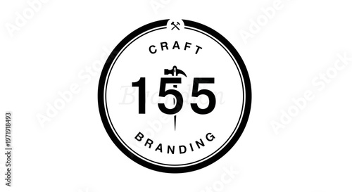 Retro Craft Branding Logo Design with Hammer and Number 155