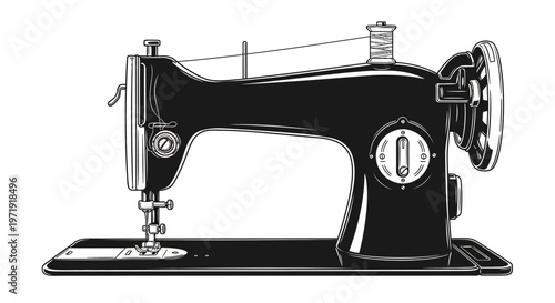 Retro Sewing Machine Illustration