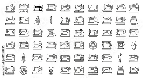 Sewing Machine Icons: Vintage and Modern Designs Collection
