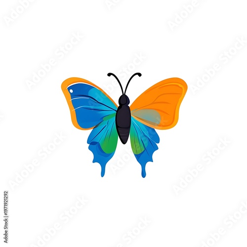 Vibrant and Colorful Butterfly Icon Symbolizing Nature's Delicate Beauty, Graceful Freedom, and Transformative Journey with Brilliant Hues