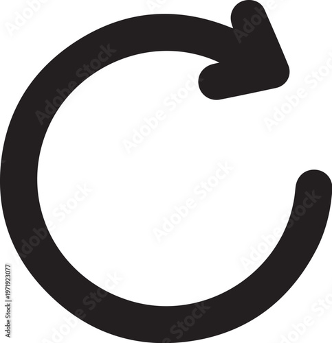 Black refresh icon, circular arrow symbol, rotation sign, reload button