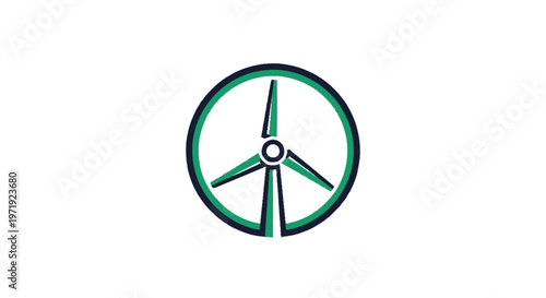 Green Wind Turbine Icon - Renewable Energy and Sustainability Concept.
