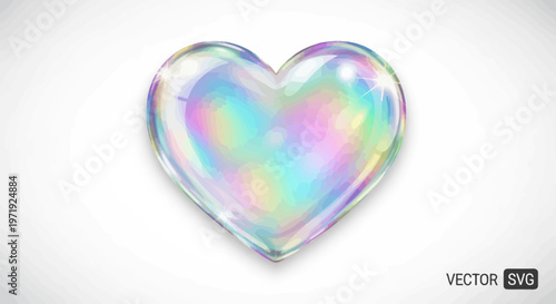 Iridescent Heart Bubble Reflecting Rainbow Colors, Love Symbol, Romantic Concept