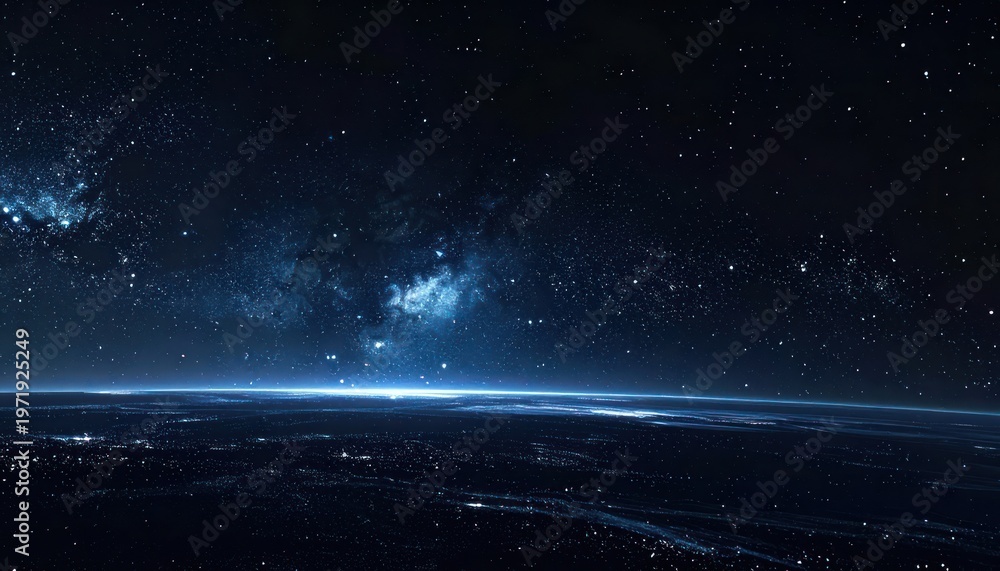 Obraz premium Celestial expanse, a cosmic dream, infinite darkness, shimmering light.