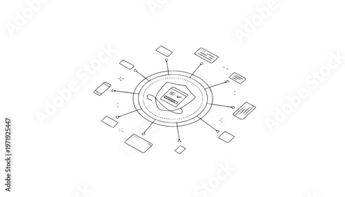 Isometric illustration of data security and information protection concept.