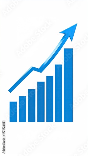 Blue upward trending bar graph
