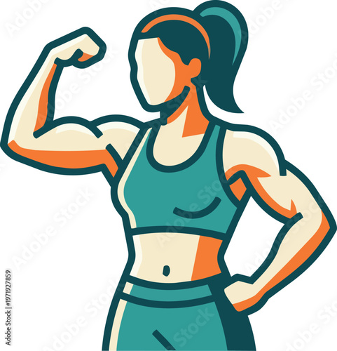 Woman flexing her muscle.