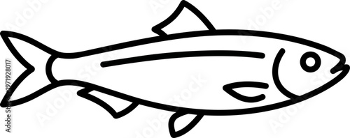 Fish Line Drawing Side View.