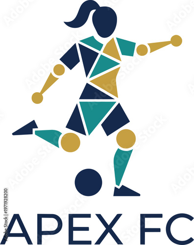 Woman Playing Soccer Kicking Ball.