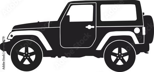 Black Jeep Car Silhouette Side.