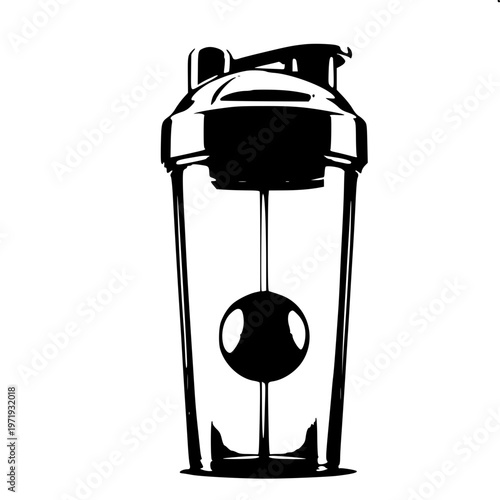 Solid black sports shaker bottle silhouette