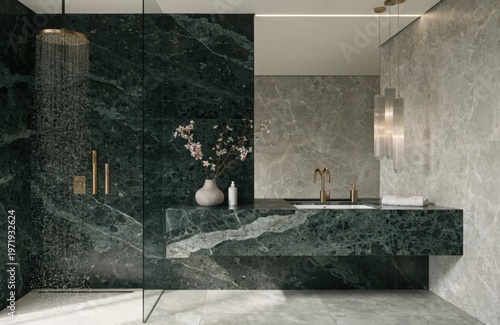 Luxury Marble Bathroom with Freestanding Bathtub