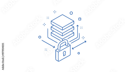 Isometric Illustration of Data Security and Digital Protection.