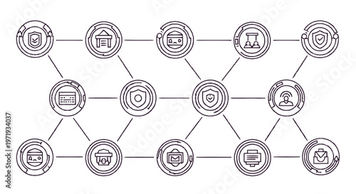 Intricate Network of Digital Security and Data Protection Concepts.