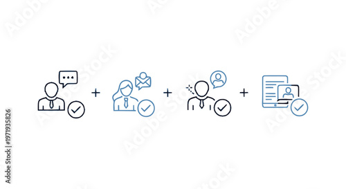 Illustrative Icons Representing Various Aspects of Business and Communication.