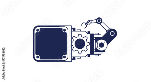Mechanical Robotic Arm with Gear and Square Component Isolated.