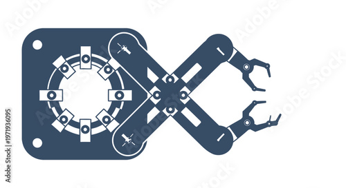 Mechanical Robotic Arm with Grippers and Circular Gear System.