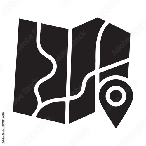 Map with location pin vector icon