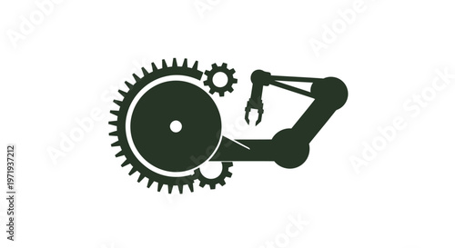 Industrial Automation - Robotic Arm and Gears Representing Technology.