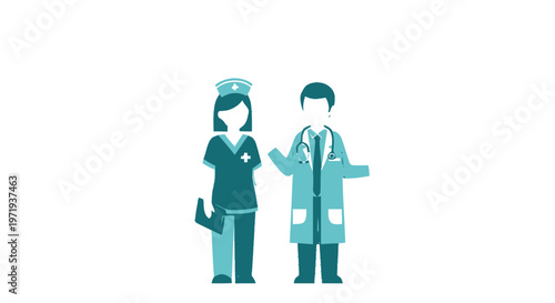 Medical Professionals - Doctor and Nurse Standing Together in Uniforms.