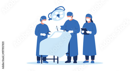 Medical professionals performing surgery in a sterile operating room setting.