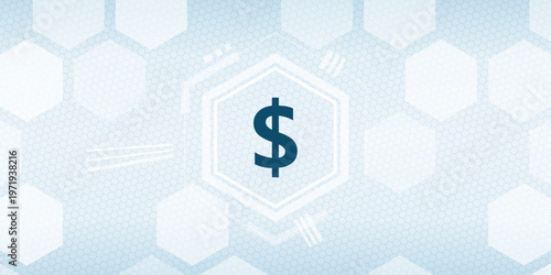 Dollar currency symbol icon on blue hexagonal background american finance and money vector