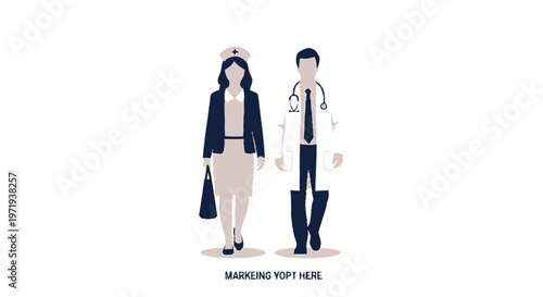 Medical Professionals Walking Together in Modern Healthcare Illustration.