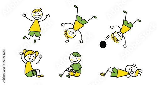 Children engaging in playful and energetic activities with a golf theme