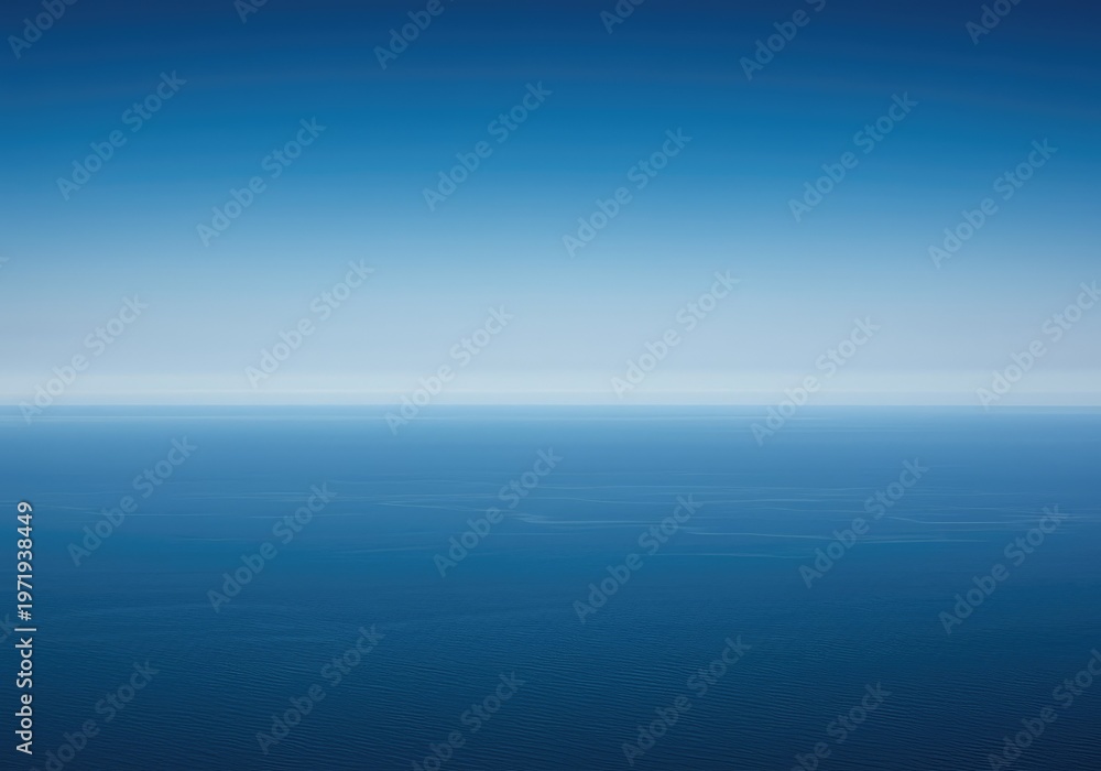 Fototapeta premium Abstract composition featuring a smooth gradient transition mimicking where the ocean meets the vast sky, rendered in deep blues and gentle washes, teal, peaceful, wallpaper