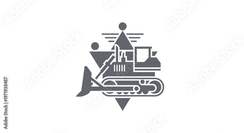 Illustration of a Modern Bulldozer in Geometric Style.
