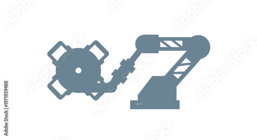 Industrial Robot Arm Silhouette on White Background for Automation.
