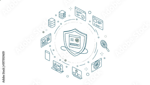 Isometric Shield Icon Representing Cyber Security and Data Protection.