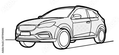 Minimalist continuous line compact crossover icon. Generative AI