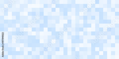 Winter snow pixel art light blue 8-bit mosaic tiles pattern. Retro computer game water texture. Y2K arcade pixelated background. Minimalistic cold, frozen seamless pattern. Vector illustration