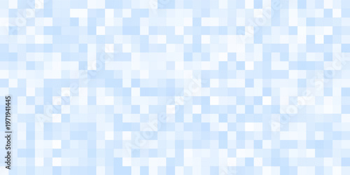 Winter snow pixel art light blue 8-bit mosaic tiles pattern. Retro computer game water texture. Y2K arcade pixelated background. Minimalistic cold, frozen seamless pattern. Vector illustration