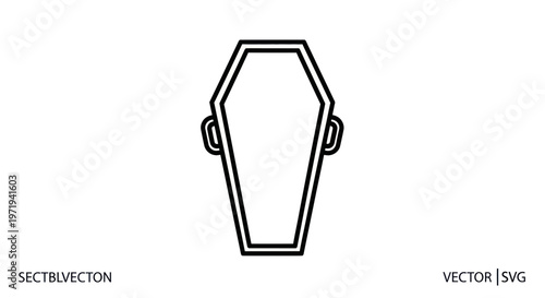 Vector Coffin Icon, Funeral Symbol, Death Outline Graphic