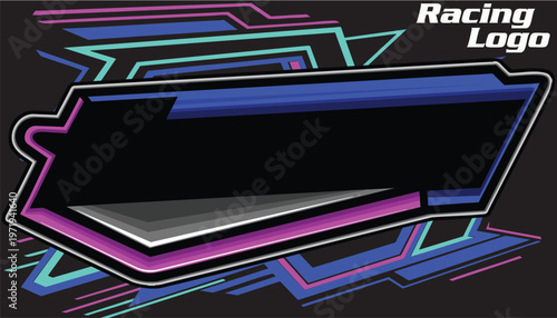 Outline and painted racing logo. Isolated in black background, for t-shirt design, ness purposes.