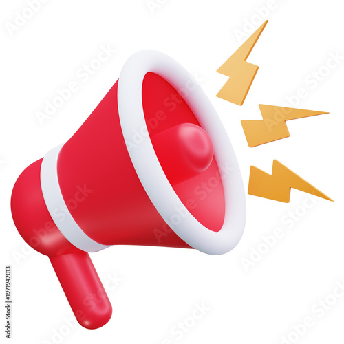 3D Red Megaphone Announcement Marketing Promotion Icon