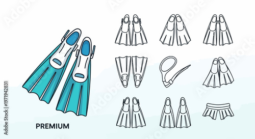 Diving Fins and Snorkel Set Illustration