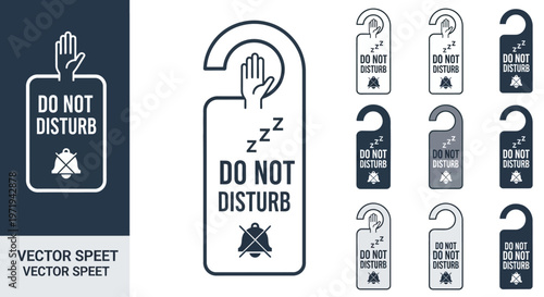 Do Not Disturb Door Hanger Vector Icons Set - Hotel Sign