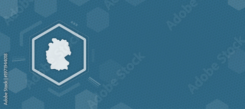 Vector Germany map icon on blue hexagon background with copy space for German culture and travel