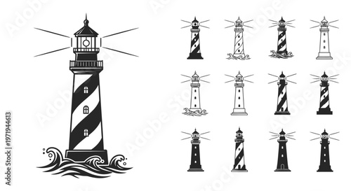 Lighthouse Collection: Nautical Guides, Coastal Beacons and Maritime Symbols
