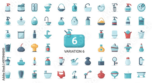 Bathroom Icons Collection: Hygiene, Cleaning, and Personal Care Essentials