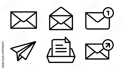 Modern Email & Message Icon Vector Set  Envelope, Inbox, and Notification Symbols