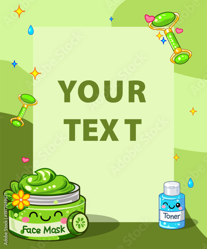 Skin care, brochure with green dominance symbol of safe health