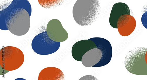 Colorful abstract shapes overlap on white background in artistic composition