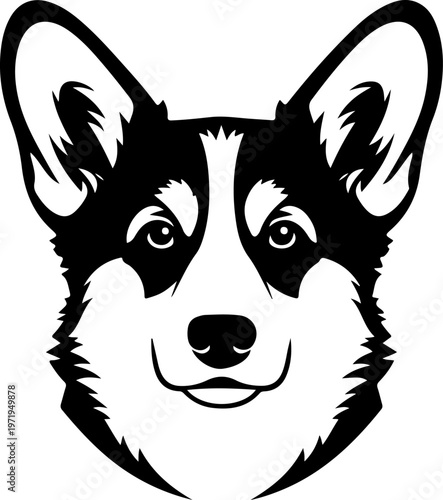 Welsh Corgi dog head silhouette vector illustration (6)