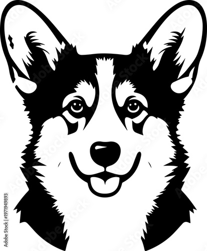 Welsh Corgi dog head silhouette vector illustration (6)