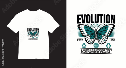 Evolution butterfly vintage tshirt design with scientific definition