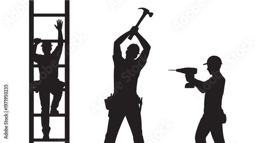 Manual labor worker silhouette collection